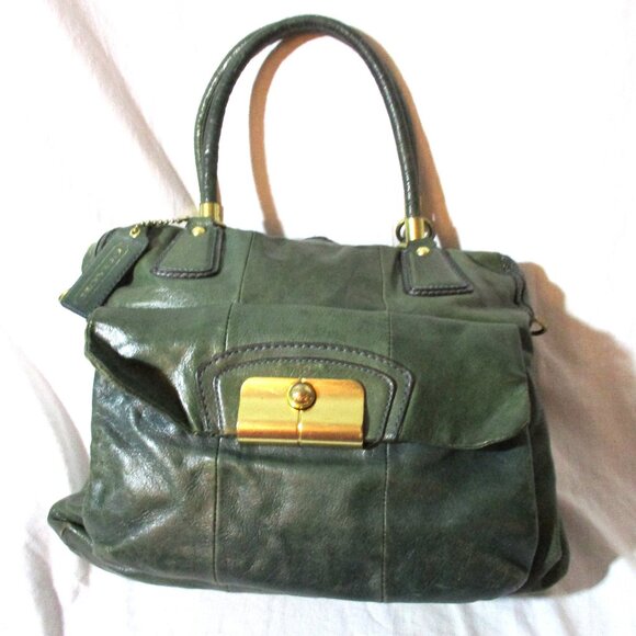COACH 14223 KRISTEN Leather Hobo Handbag Satchel Tote Shoulder Bag GREEN - Picture 1 of 10